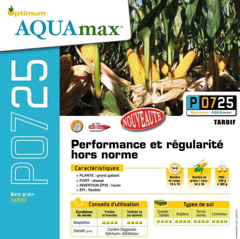 Photo du Variétés de maïs grain P0725 Aquamax