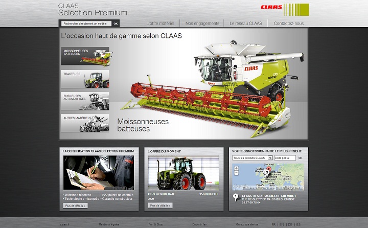 Photo du Sites internet de matériels agricoles d'occasion Claas Selection Premium
